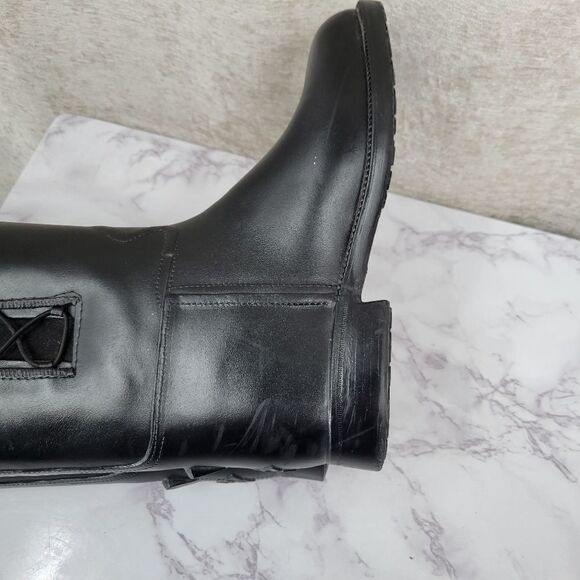 Dav Holloway Tall Black Lace Side Weatherproof Riding Boots Women's US 6 Euro 36 - Picture 13 of 16